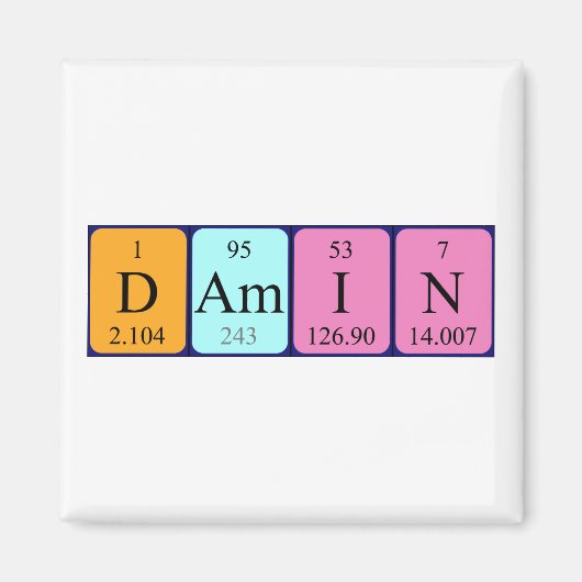 Damin periodieke table name magnet (Voorkant)