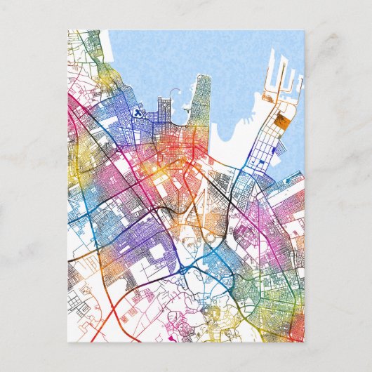 Dammam Saudi Arabia City Map Briefkaart (Voorkant)