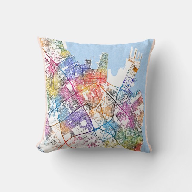 Dammam Saudi Arabia City Map Kussen (Voorkant)