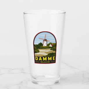 Damme Belgium Retro Travel Art  Glas
