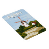 Damme Belgium Retro Travel Art Magneet (Rechterzijde)