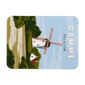 Damme Belgium Retro Travel Art Magneet (Horizontaal)
