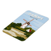 Damme Belgium Retro Travel Art Magneet (Linkerzijde)