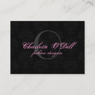 dammmonogram; zwart/ grijs visitekaartje