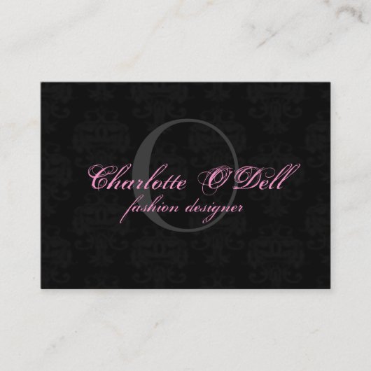 dammmonogram; zwart/ grijs visitekaartje (Voorkant)