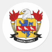 Damon Family Crest Ronde Sticker (Voorkant)