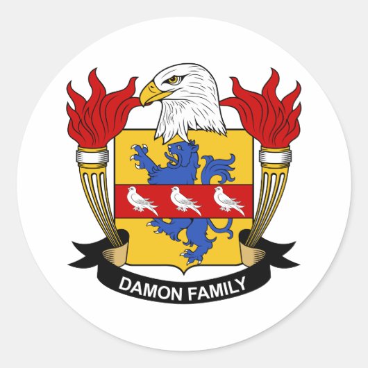 Damon Family Crest Ronde Sticker (Voorkant)