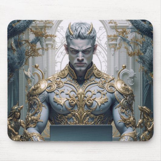 Dämonischer Krieger am Laptop Fantasy Muismat (Voorkant)