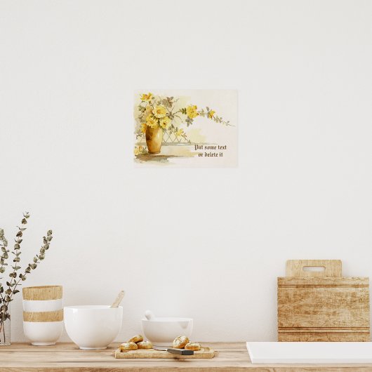 damp met gele rozen waterverf druk poster (Keuken)