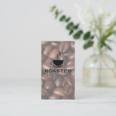 dampende koffiebeker | koffiebonen visitekaartje (Staand voorkant)