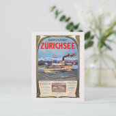 Dampfschiffahrt Zürichsee Vintage Poster 1900 Briefkaart (Staand voorkant)