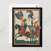 Damsel in nood, 14e-eeuwse middeleeuwse kunst briefkaart (Voorkant / Achterkant)