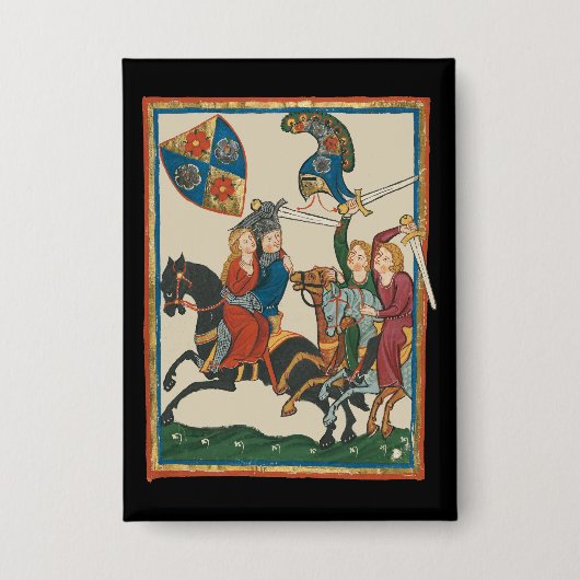 Damsel in nood, 14e-eeuwse middeleeuwse kunst button (Voorkant)