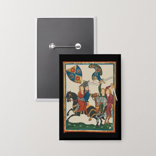 Damsel in nood, 14e-eeuwse middeleeuwse kunst button (Voorkant / Achterkant)