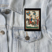 Damsel in nood, 14e-eeuwse middeleeuwse kunst button (Insitu)