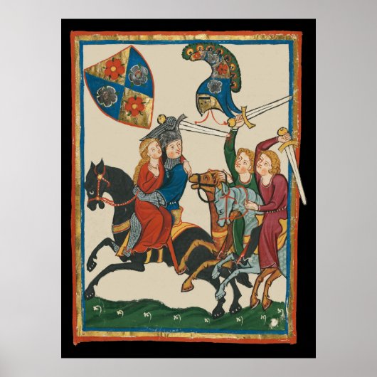 Damsel in nood, 14e-eeuwse middeleeuwse kunst poster (Voorkant)