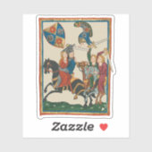 Damsel in nood, 14e-eeuwse middeleeuwse kunst sticker (Vel)