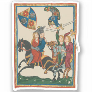 Damsel in nood, 14e-eeuwse middeleeuwse kunst sticker