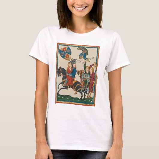 Damsel in nood, 14e-eeuwse middeleeuwse kunst t-shirt (Voorkant)