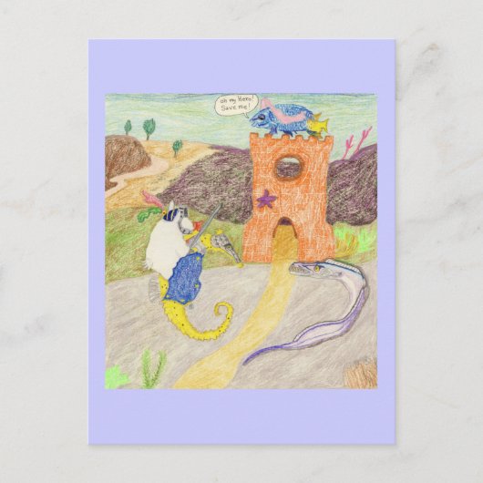 Damsel in nood briefkaart (Voorkant)
