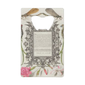 Damselflies, Caterpilaren, anjers en dichter Creditkaart Flessenopener (Voorkant)