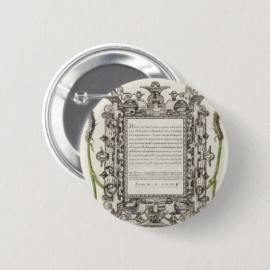 Damselflies, Caterpilaren, anjers en dichter Ronde Button 5,7 Cm (Voorkant /achterkant)