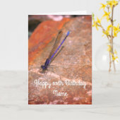 Damselfly Dragonfly Persoonlijke Birthday Kaart (Gele Bloem)