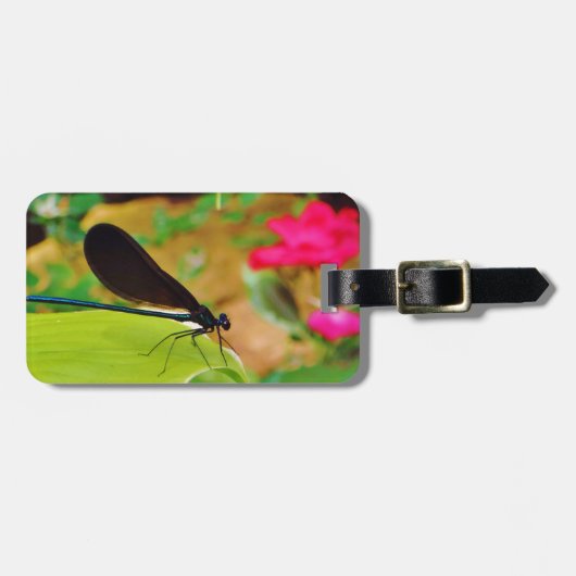 Damselfly en Roos Bagagelabel (Voorkant horizontaal)