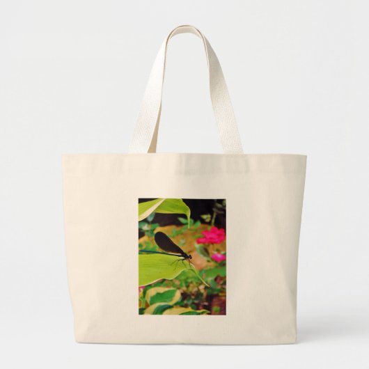 Damselfly en Roos Grote Tote Bag (Voorkant)