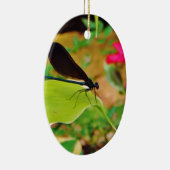 Damselfly en Roos Keramisch Ornament (Rechts)