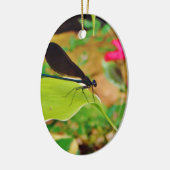 Damselfly en Roos Keramisch Ornament (Links)