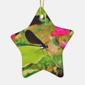 Damselfly en Roos Keramisch Ornament (Links)