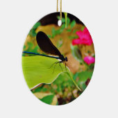 Damselfly en Roos Keramisch Ornament (Rechts)