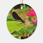 Damselfly en Roos Keramisch Ornament (Links)