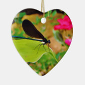 Damselfly en Roos Keramisch Ornament (Rechts)