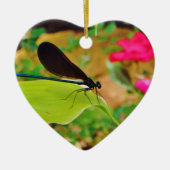 Damselfly en Roos Keramisch Ornament (Voorkant)