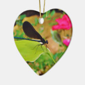 Damselfly en Roos Keramisch Ornament (Links)