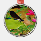 Damselfly en Roos Metalen Ornament (Voorkant)