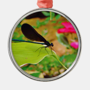Damselfly en Roos Metalen Ornament