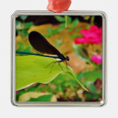 Damselfly en Roos Metalen Ornament (Voorkant)