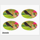 Damselfly en Roos Ovale Sticker (Vel)