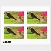 Damselfly en Roos Rechthoekige Sticker (Vel)