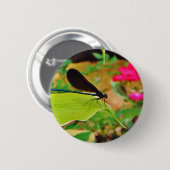 Damselfly en Roos Ronde Button 5,7 Cm (Voorkant /achterkant)