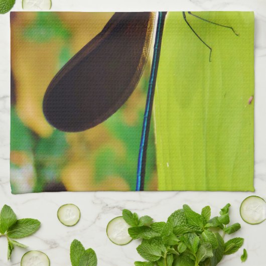 Damselfly en Roos Theedoek (Gevouwen)