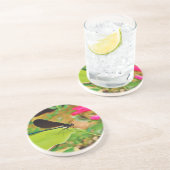 Damselfly en Roos Zandsteen Onderzetter (Zijkant)