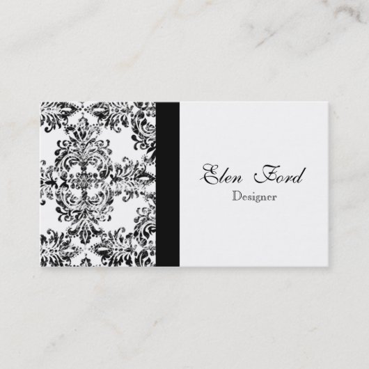 Damsk Black en White Elegant Visitekaartjes (Voorkant)