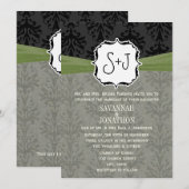  Damsk Olive Green Black Wedding Kaart (Voorkant / Achterkant)