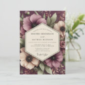Damson Romantic Bloom Wedding Kaart (Staand voorkant)