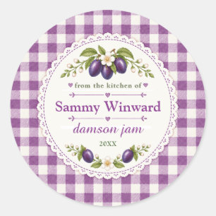 Damsonjam Zelfgemaakte Cadeau-etiket Ronde Sticker