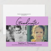 Dan Afstuderen Paarse Kindergarten Foto Aankondiging (Voorkant / Achterkant)